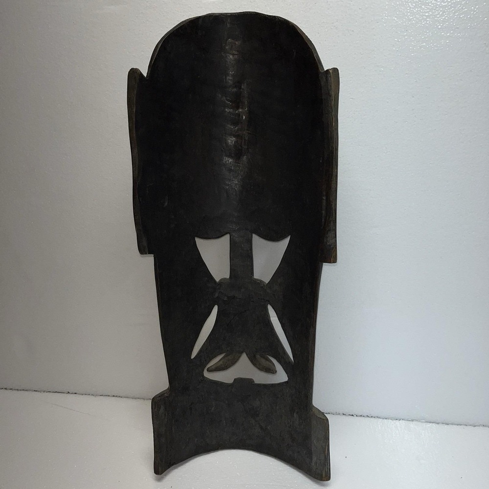 Vintage‎ African Tribal Wooden Jambo Kenya Mask Hand Carved, Wall Decor 19" Tall - Picture 6 of 8